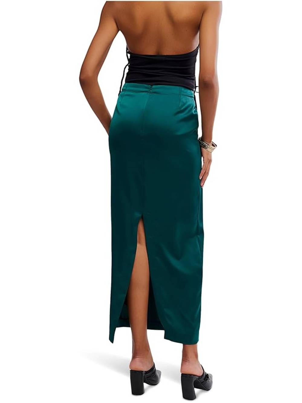 NWT Free People Rosetto Column Skirt Emerald Green Size 6 - Picture 2 of 14